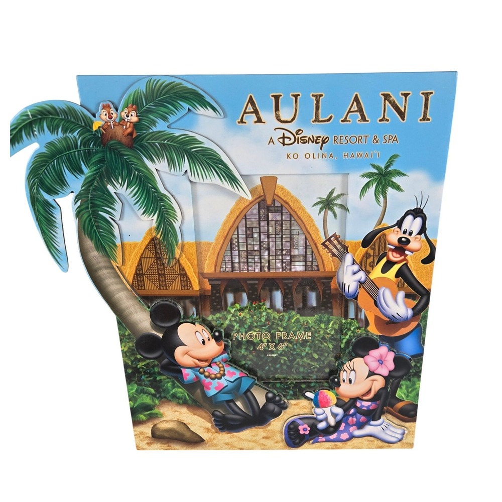 Disney Aulani Resort Hawaii 4x6 Photo Frame Mickey Minnie Goofy Chip Dale